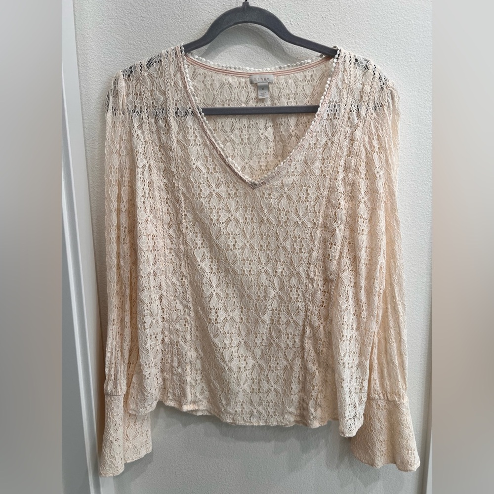 Hinge (Nordstrom) Cream Lace Women's Top